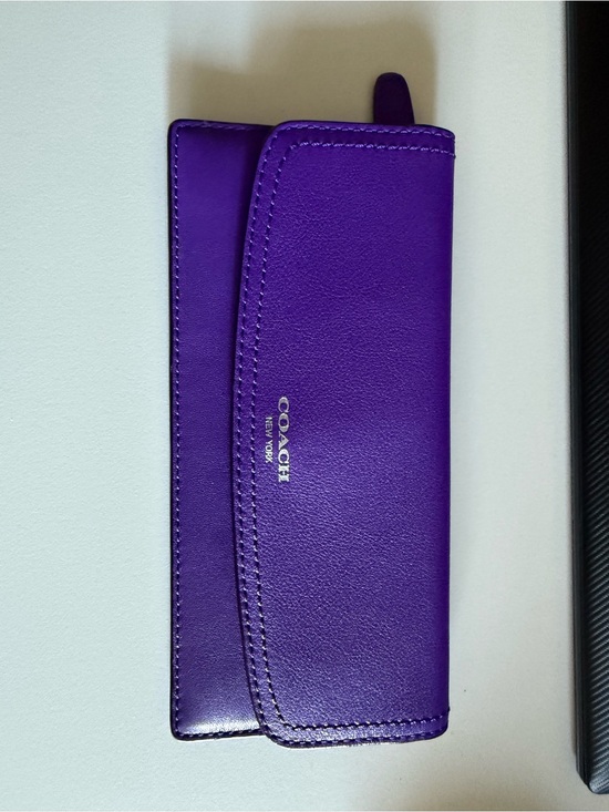 Coach Handbags - Coach Purple Leather Card Wallet with Silver Logo